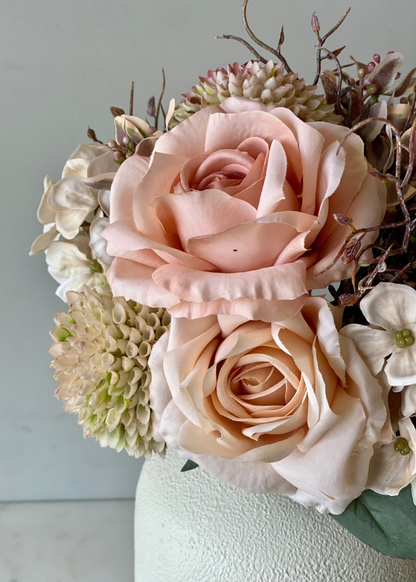 Artificial Peach Rose Bunch