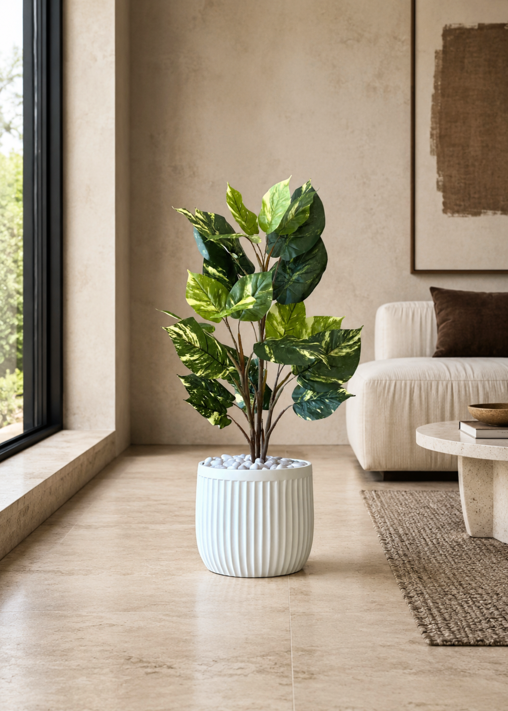 Valen Ribbed Planters - Ivory