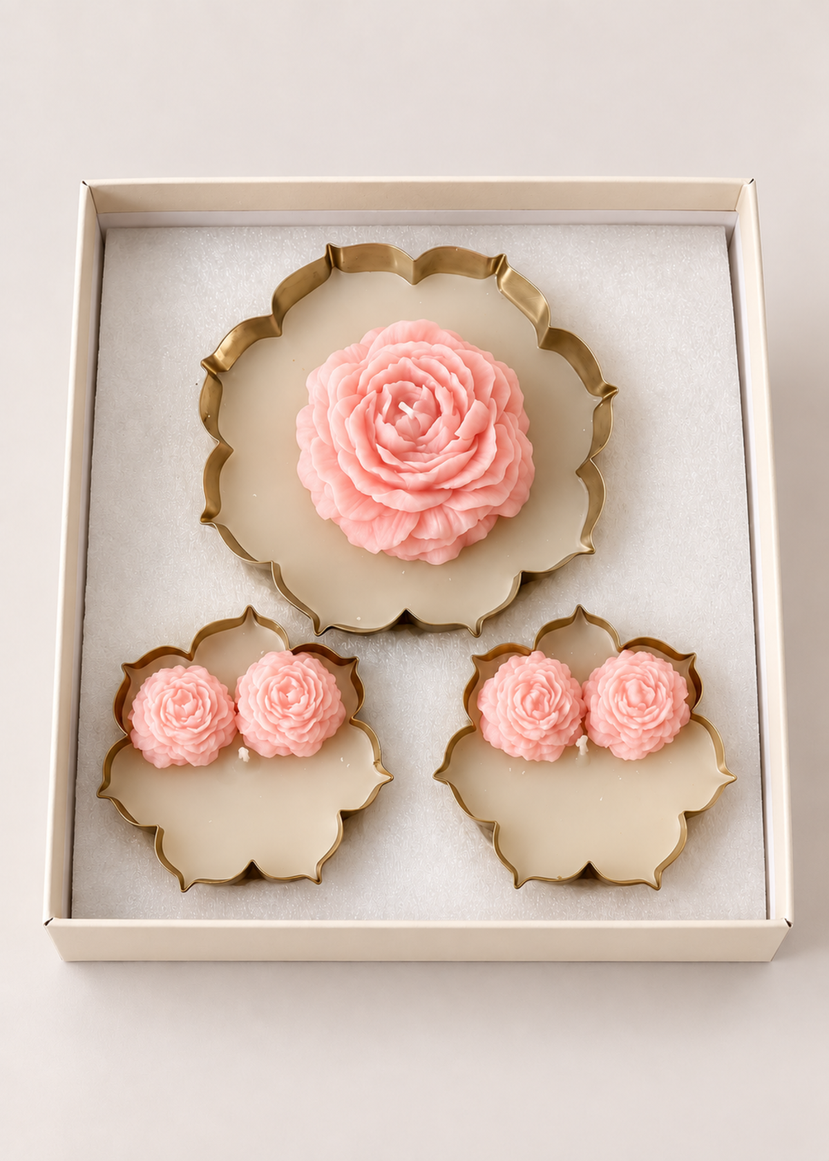 Blush Bloom Gold Urli Candle Gift Set of 3