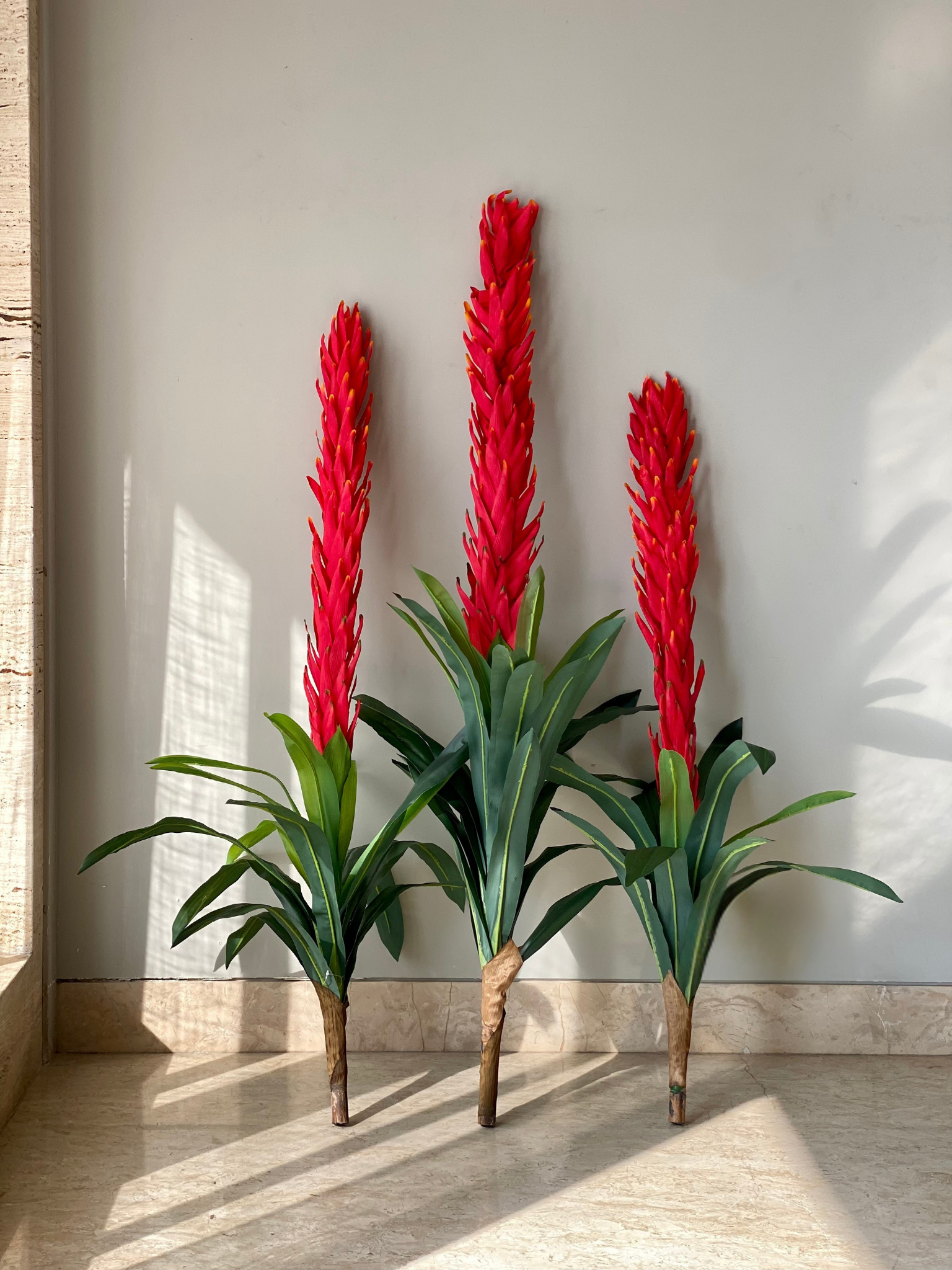 Artificial Red Trio Dragon Flower Plant - 4 Feet