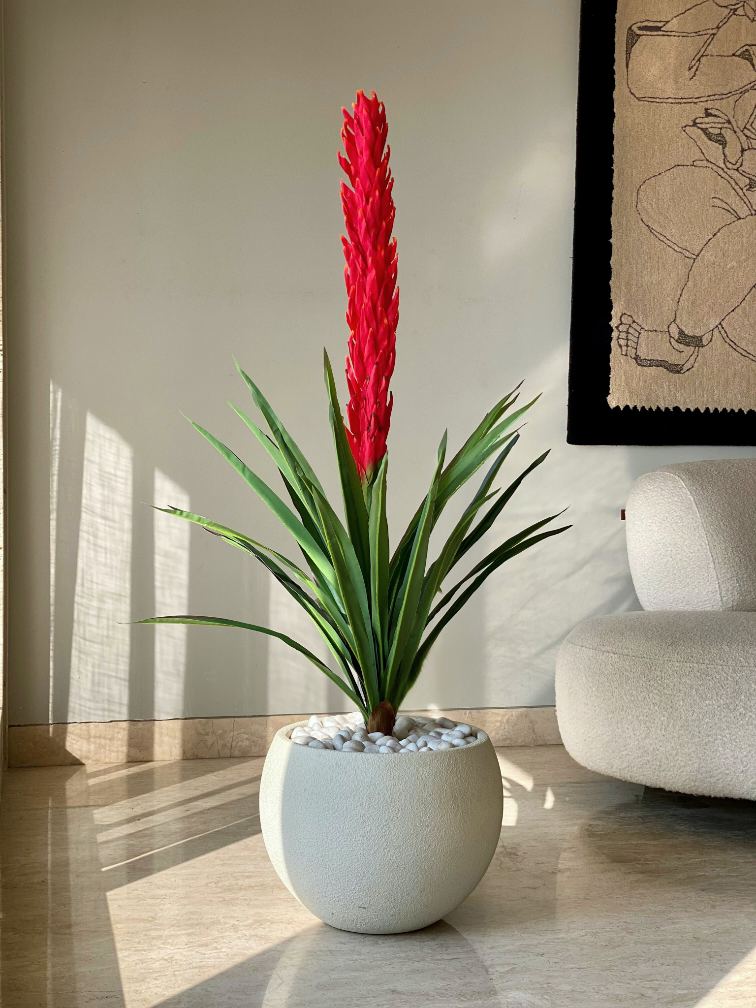 Artificial Red Dragon Flower Plant - 4 Feet