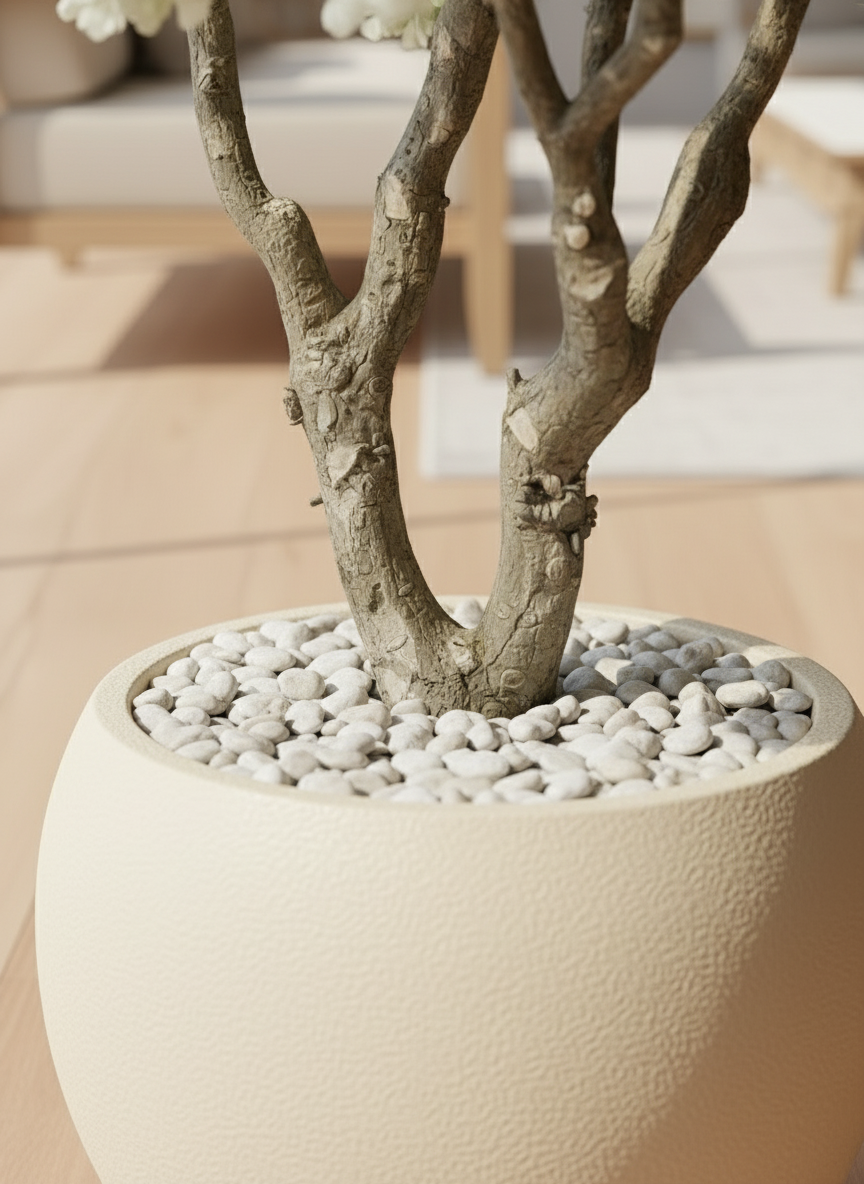 Artificial White Blossom Plant - 6 Feet