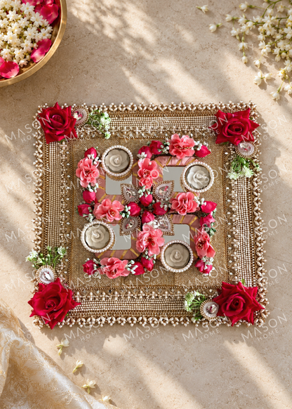 Festive Rose Blossom Grace I Artificial Rangoli