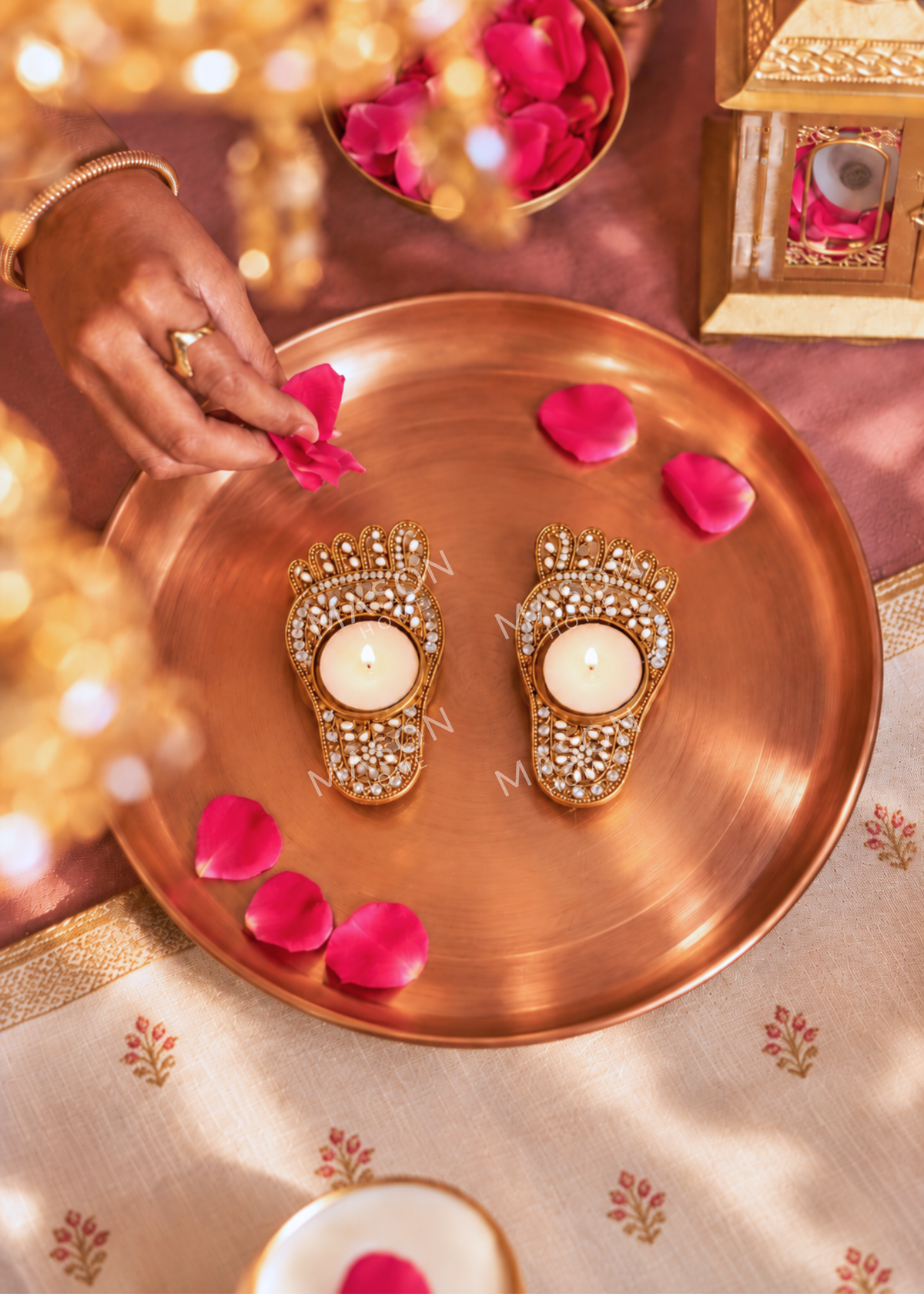 Festive Padma Jyot Tealight Holder - Set of 2
