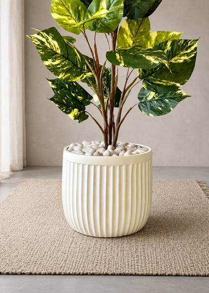 Valen Ribbed Planters - Ivory