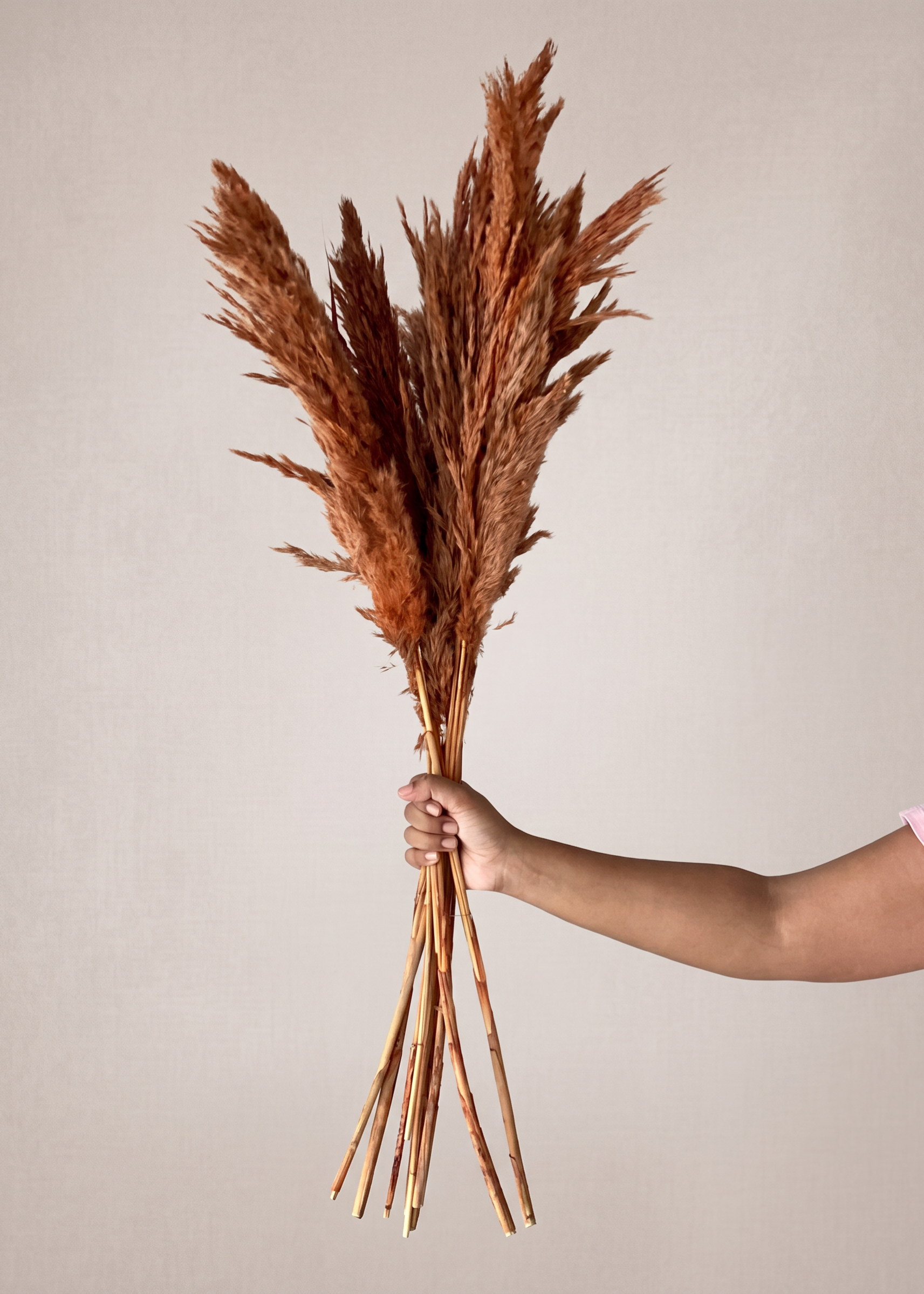 Artificial Feather Pampas Bunch -  Autumn Orange