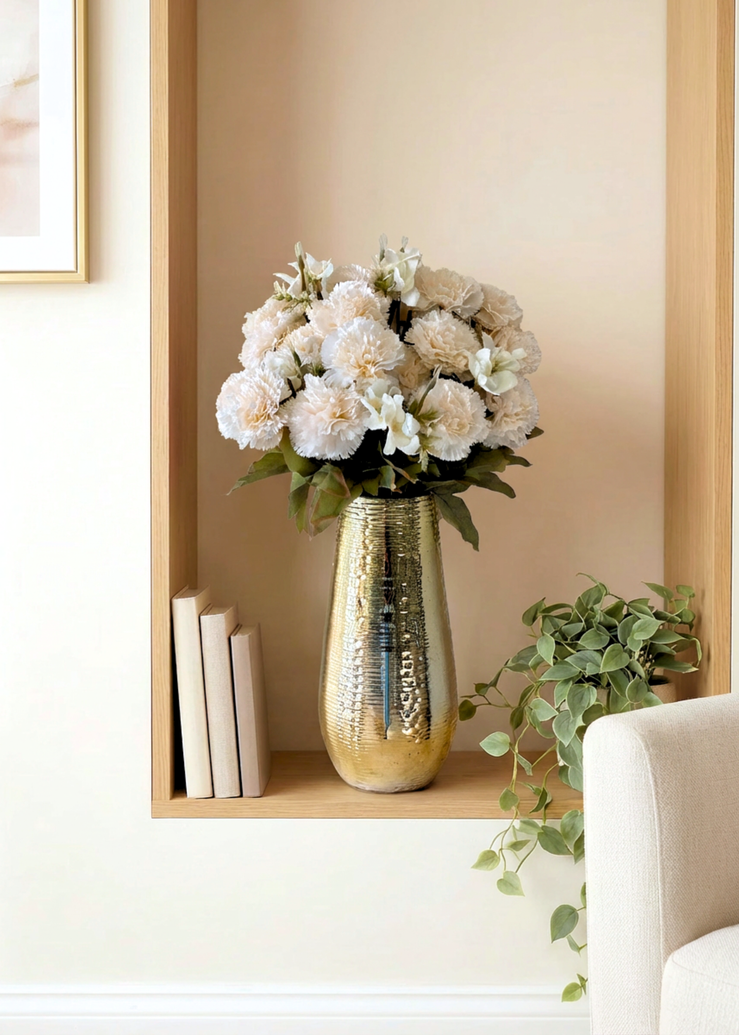 Artificial White Carnation Flower - (Set of 2)
