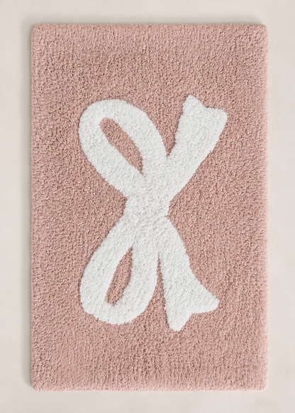 Bella Bow Anti Slip - Tufted - Cotton Bath Mat - Pink - 60 x 40 cm