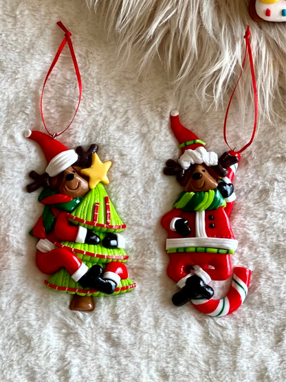 Christmas Jolly Deer Hanging - Set of 2
