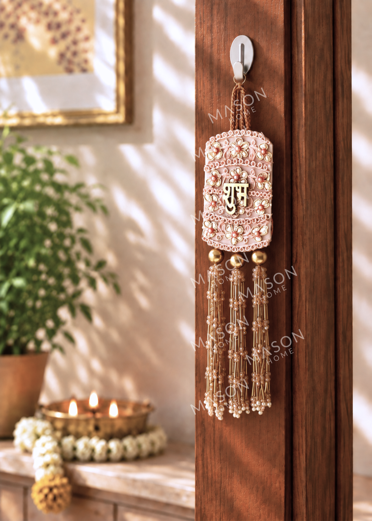 Festive Golden Pearl Shubh Labh - Set of 2