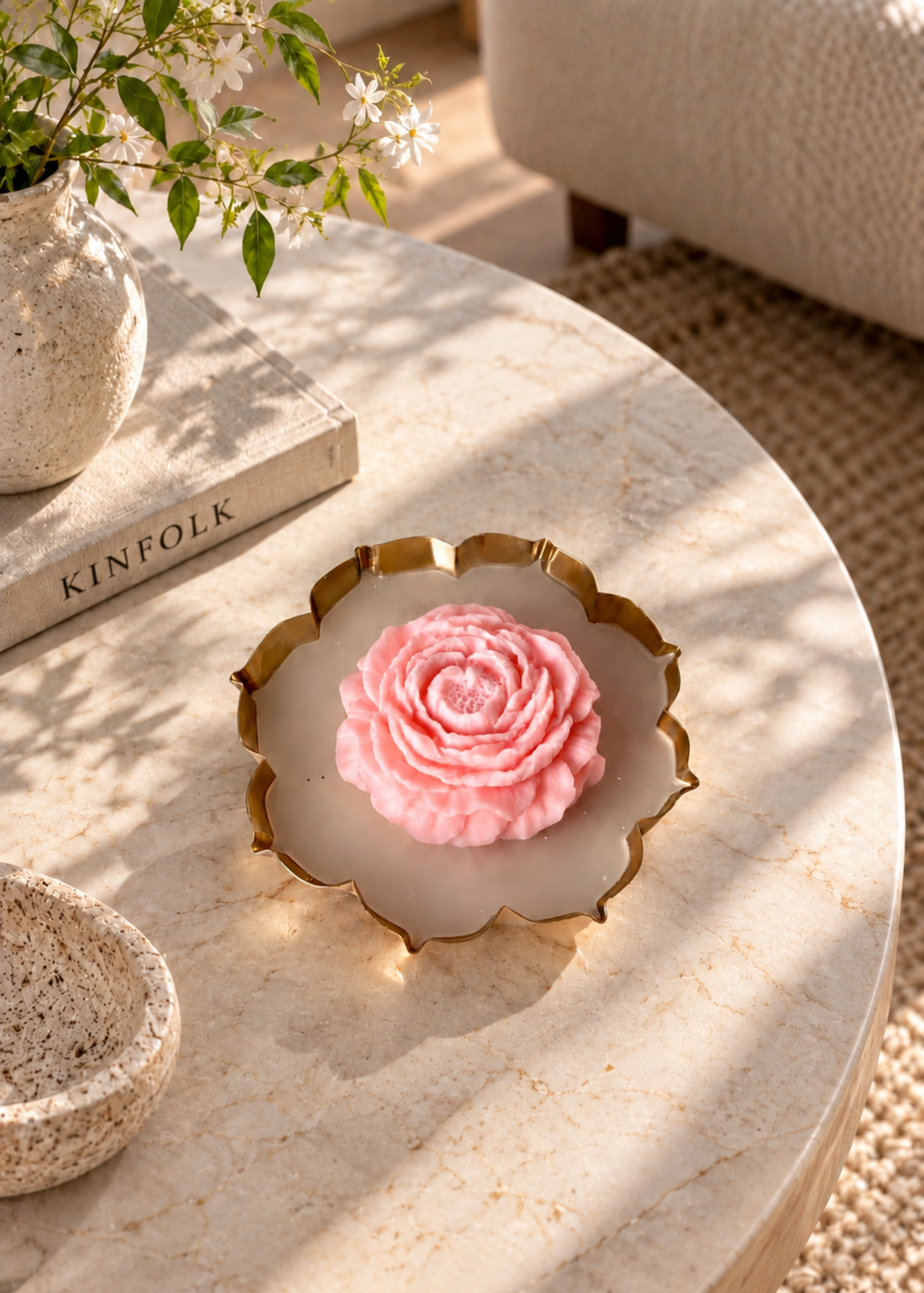 Blush Bloom Gold Urli Candle Gift Set of 3
