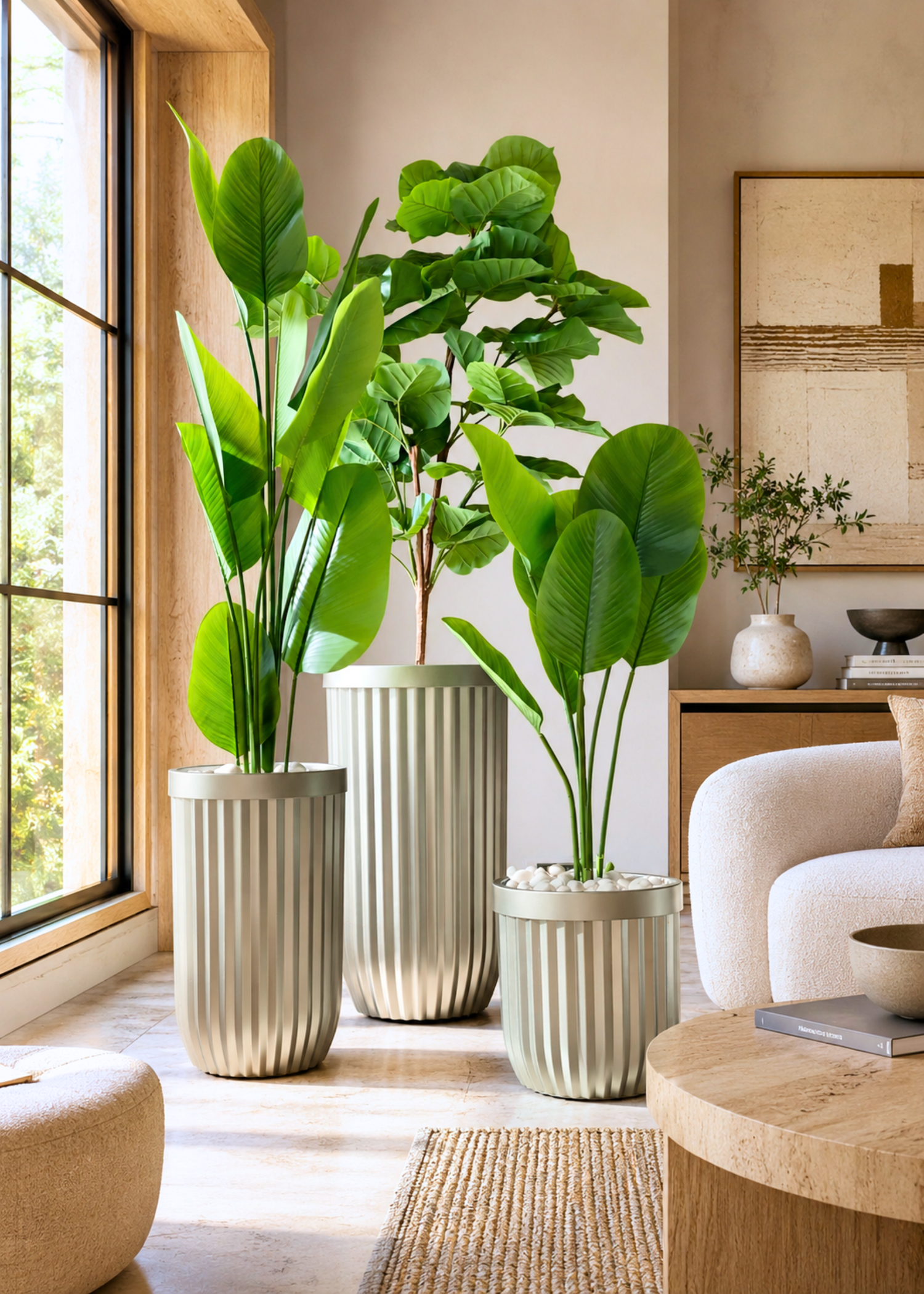 Grove Metallic Grey Planters