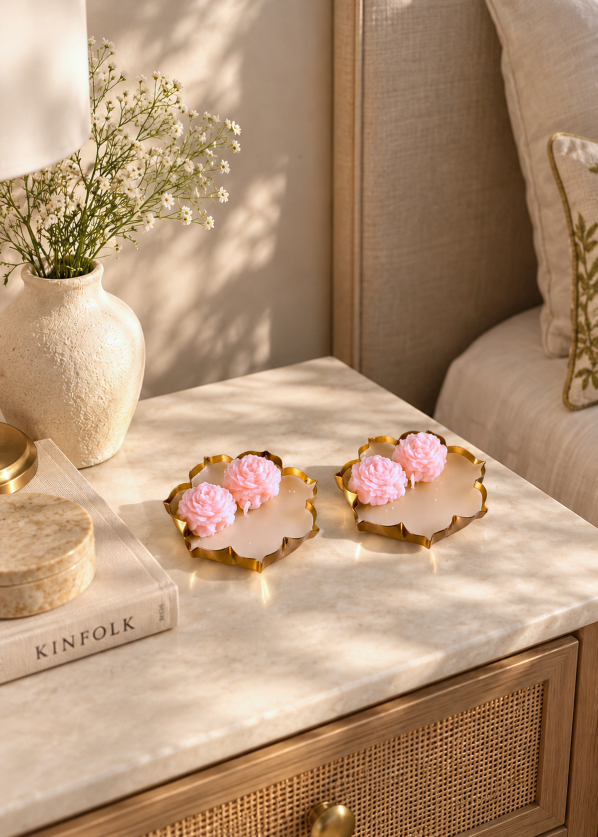 Blush Bloom Gold Urli Candle Gift Set of 3