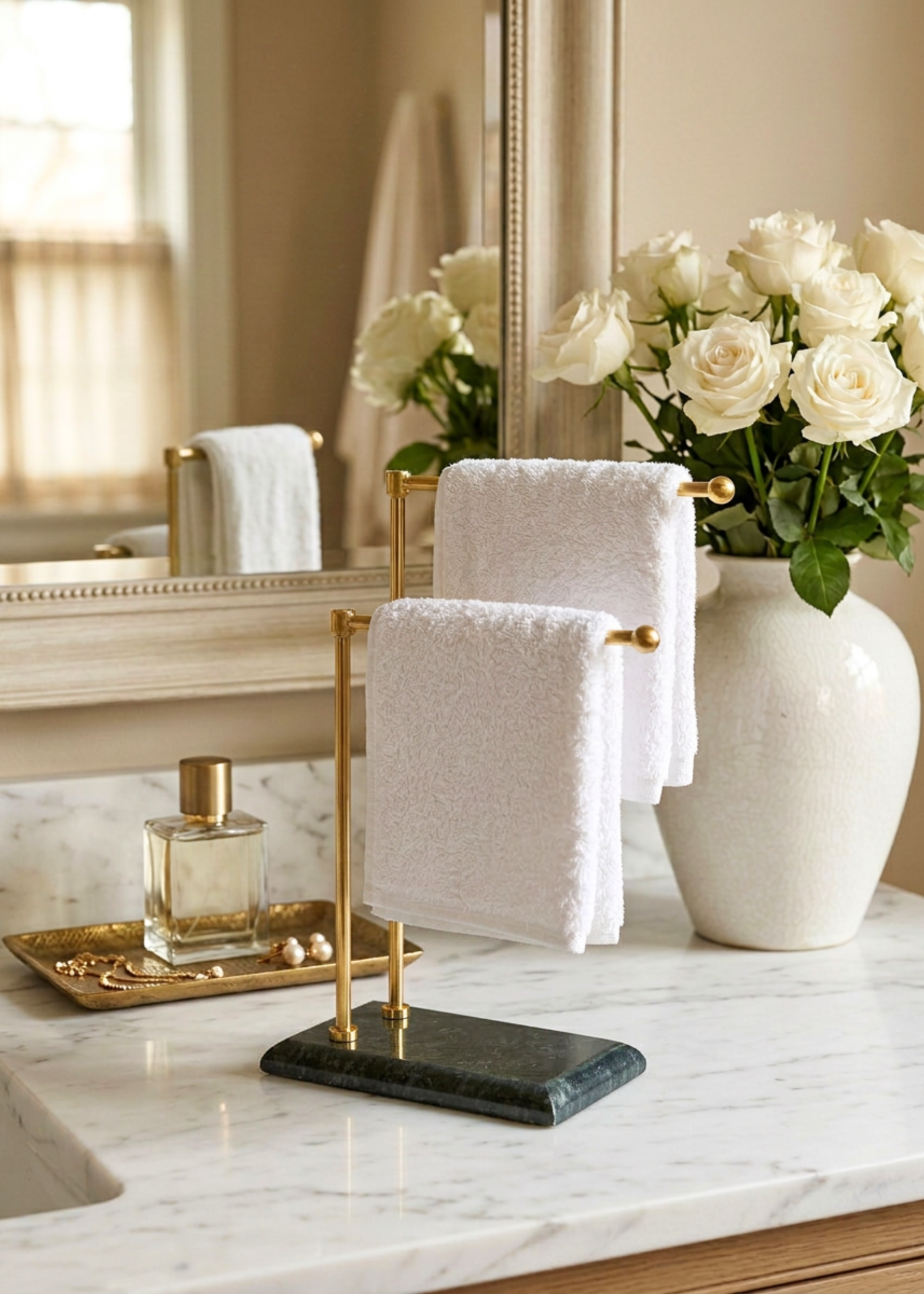Melrose Hand Towel Stand - Black &amp; Gold