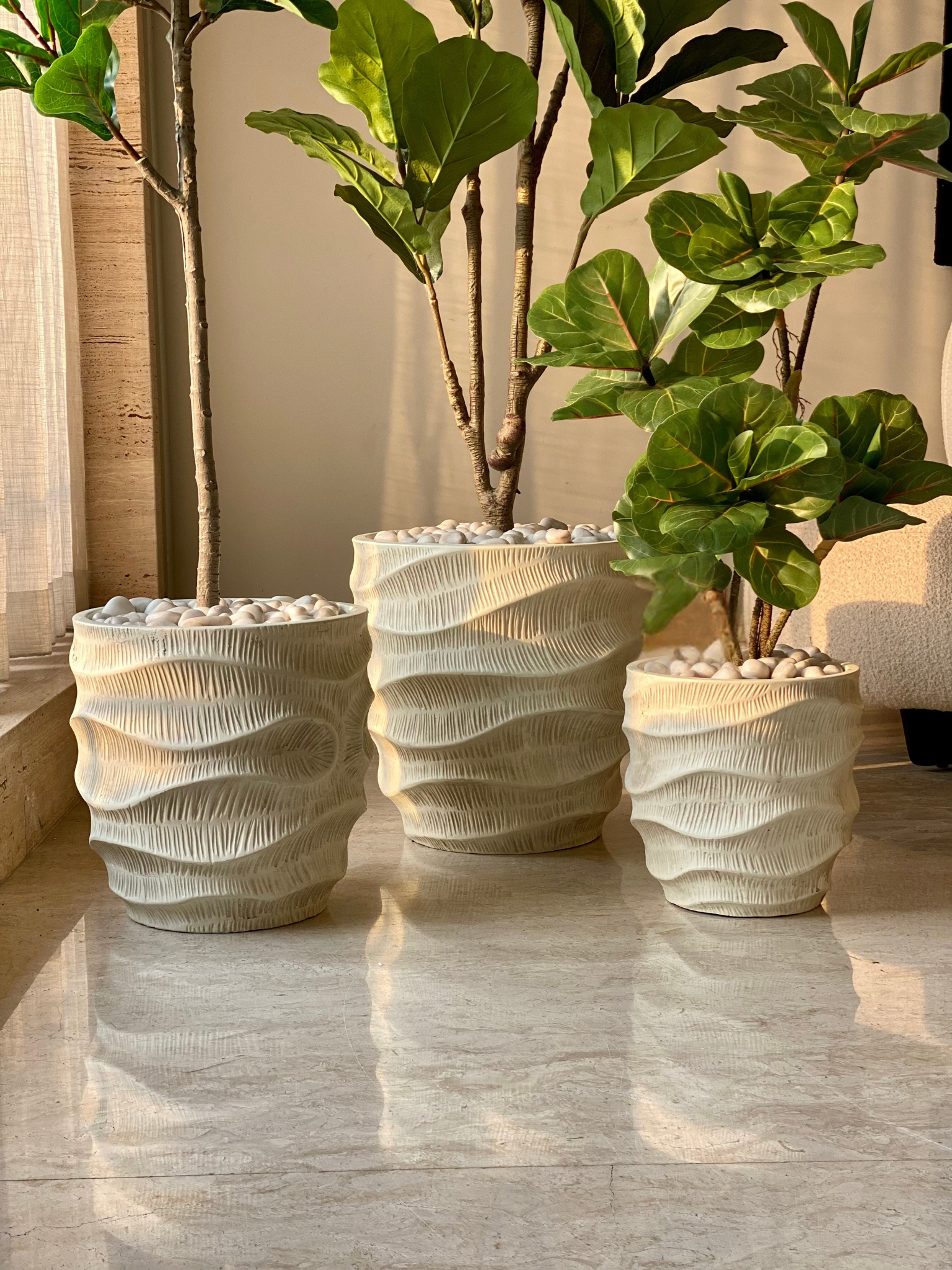 Rubin Wave Planter - Set of 3 (Only For Mumbai)