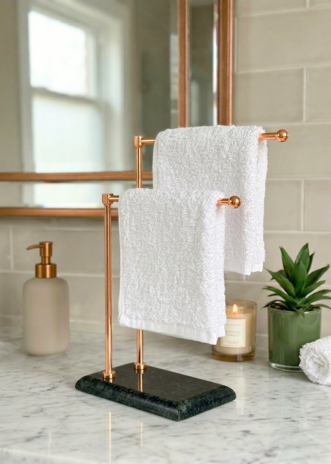 Melrose Hand Towel Stand - Black &amp; Rose Gold