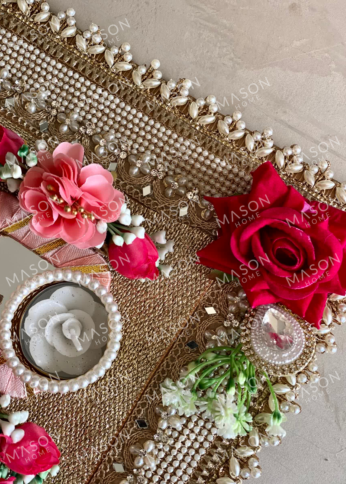 Festive Rose Blossom Grace I Artificial Rangoli