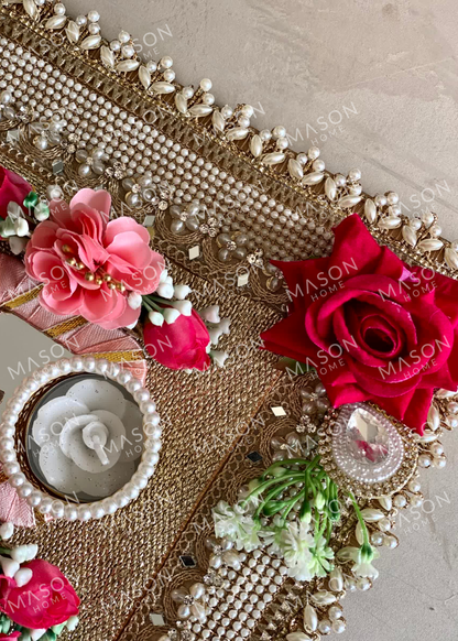 Festive Rose Blossom Grace I Artificial Rangoli