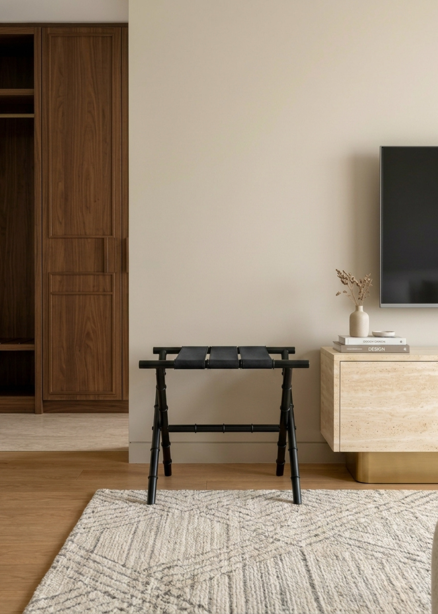 Naples Black Foldable Luggage Rack