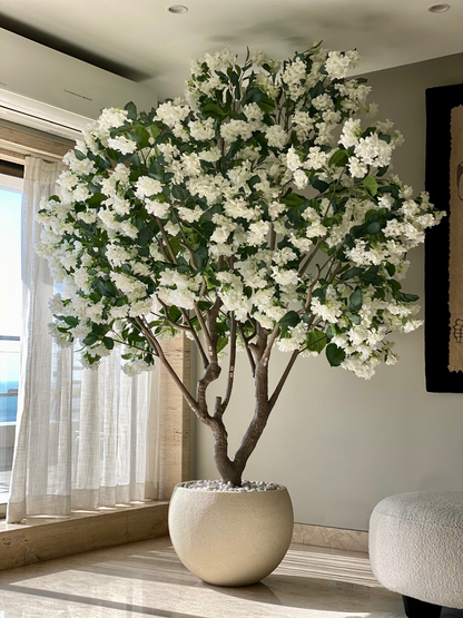 Artificial White Blossom Plant - 8 Feet