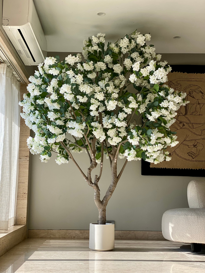 Artificial White Blossom Plant - 8 Feet