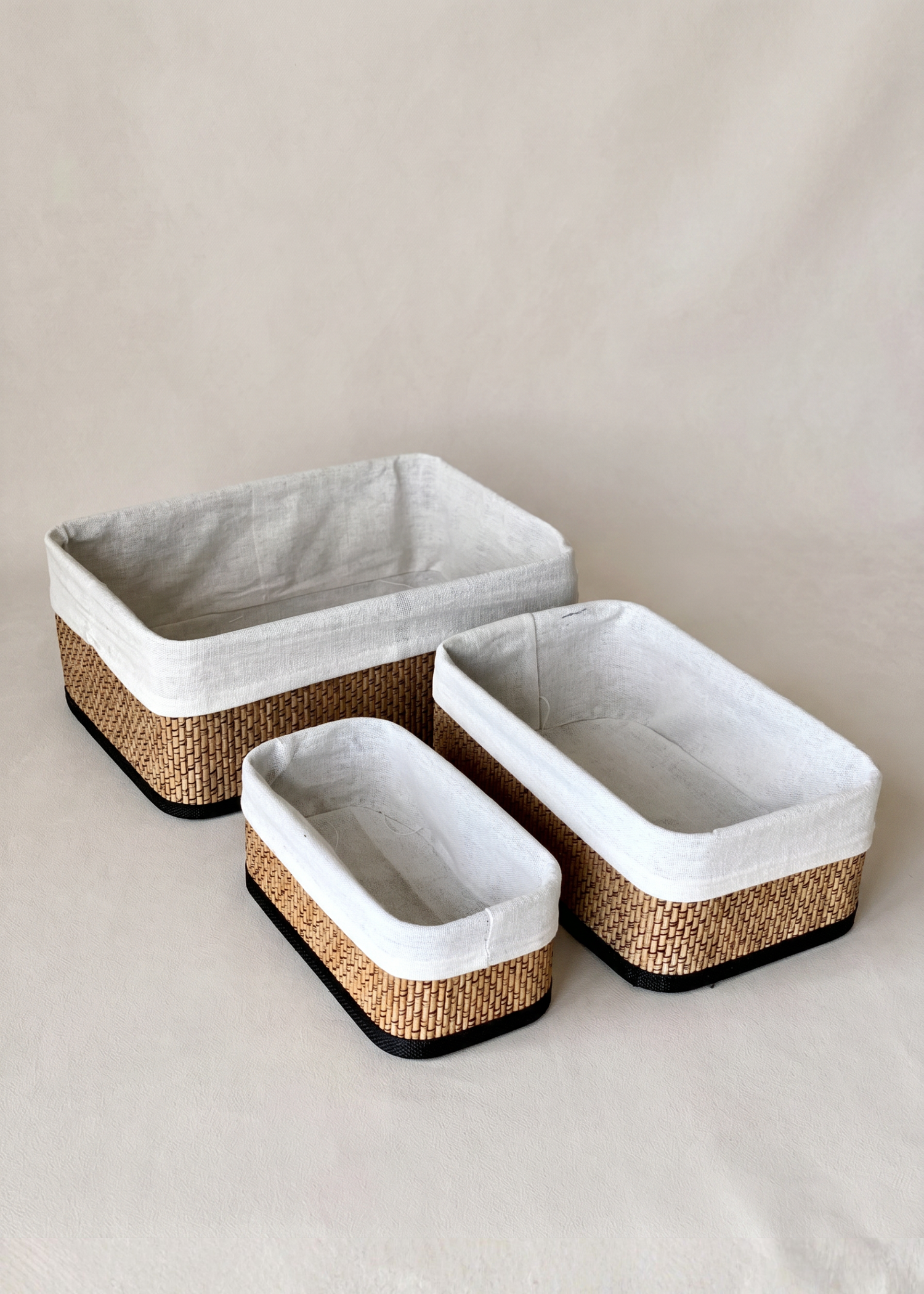 Miro Basket - White &amp; Brown (Set of 3)