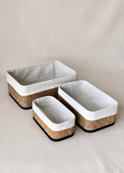 Miro Basket - White &amp; Brown (Set of 3)