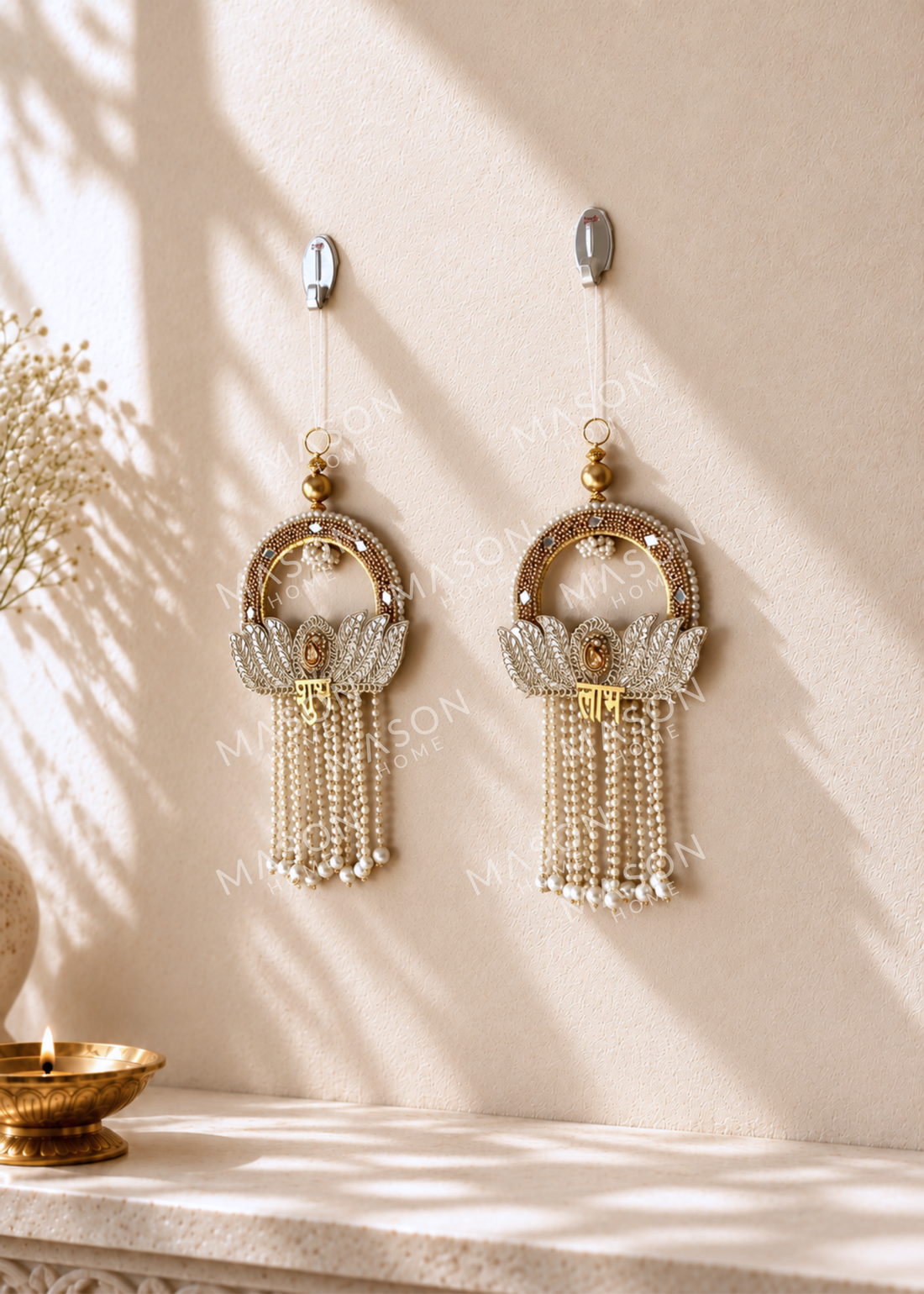 Festive Pearl Lotus Shubh Labh - Set of 2