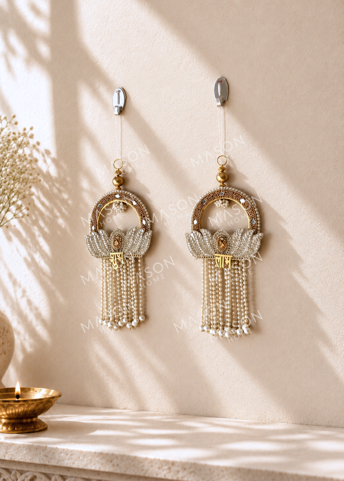 Festive Pearl Lotus Shubh Labh - Set of 2