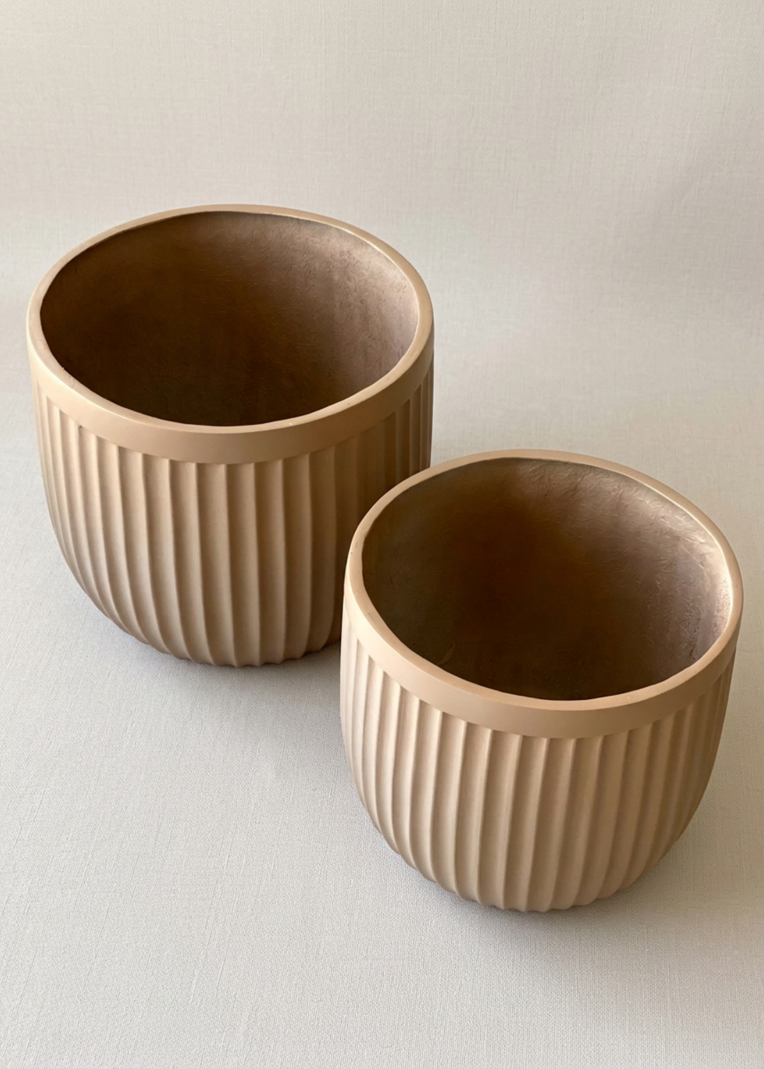Valen Ribbed Planters - Terracotta Beige