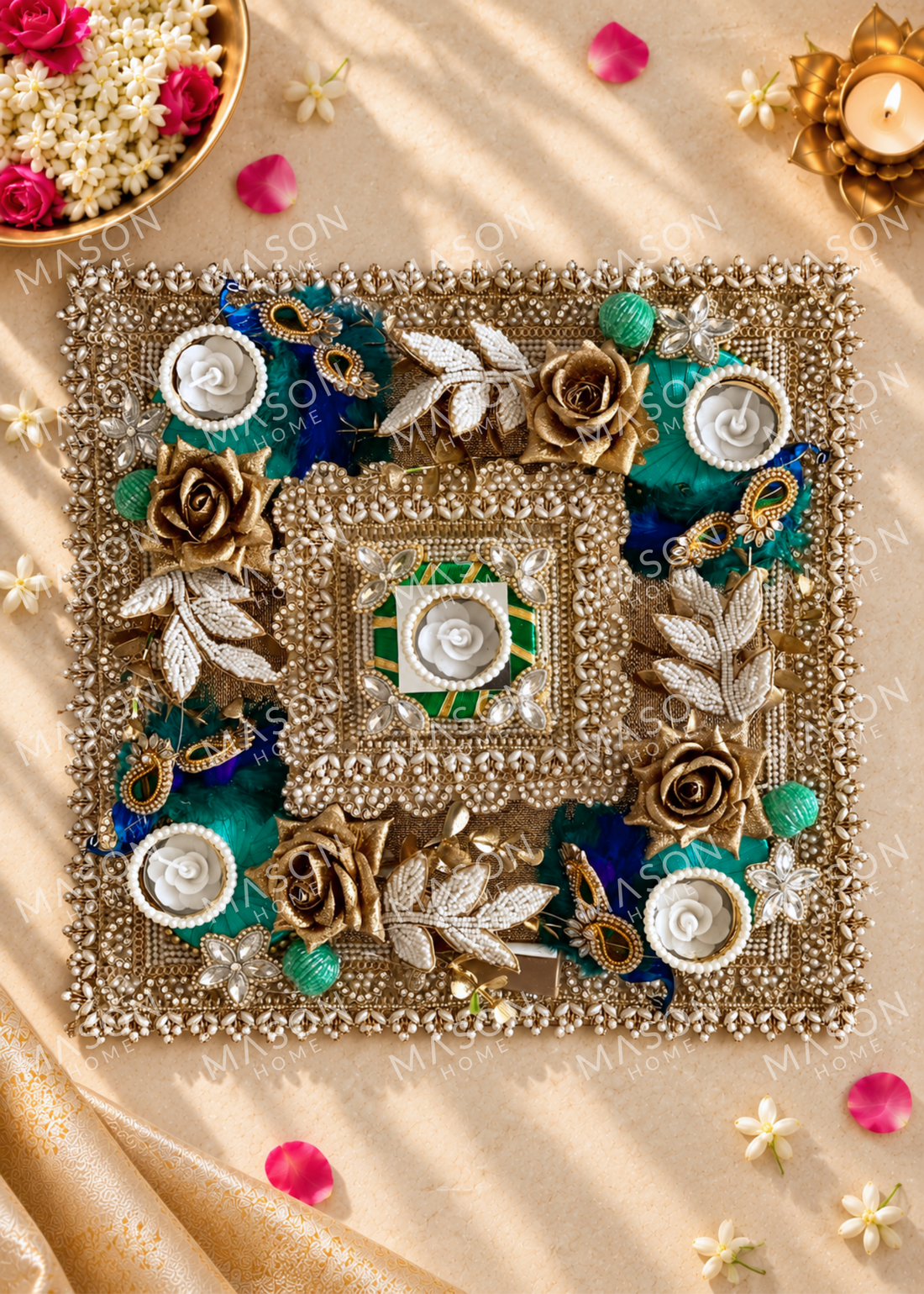 Festive Peacock Royale I Artificial Rangoli