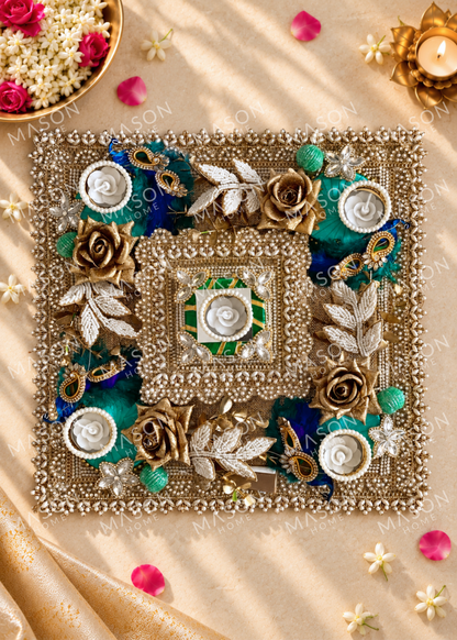 Festive Peacock Royale I Artificial Rangoli