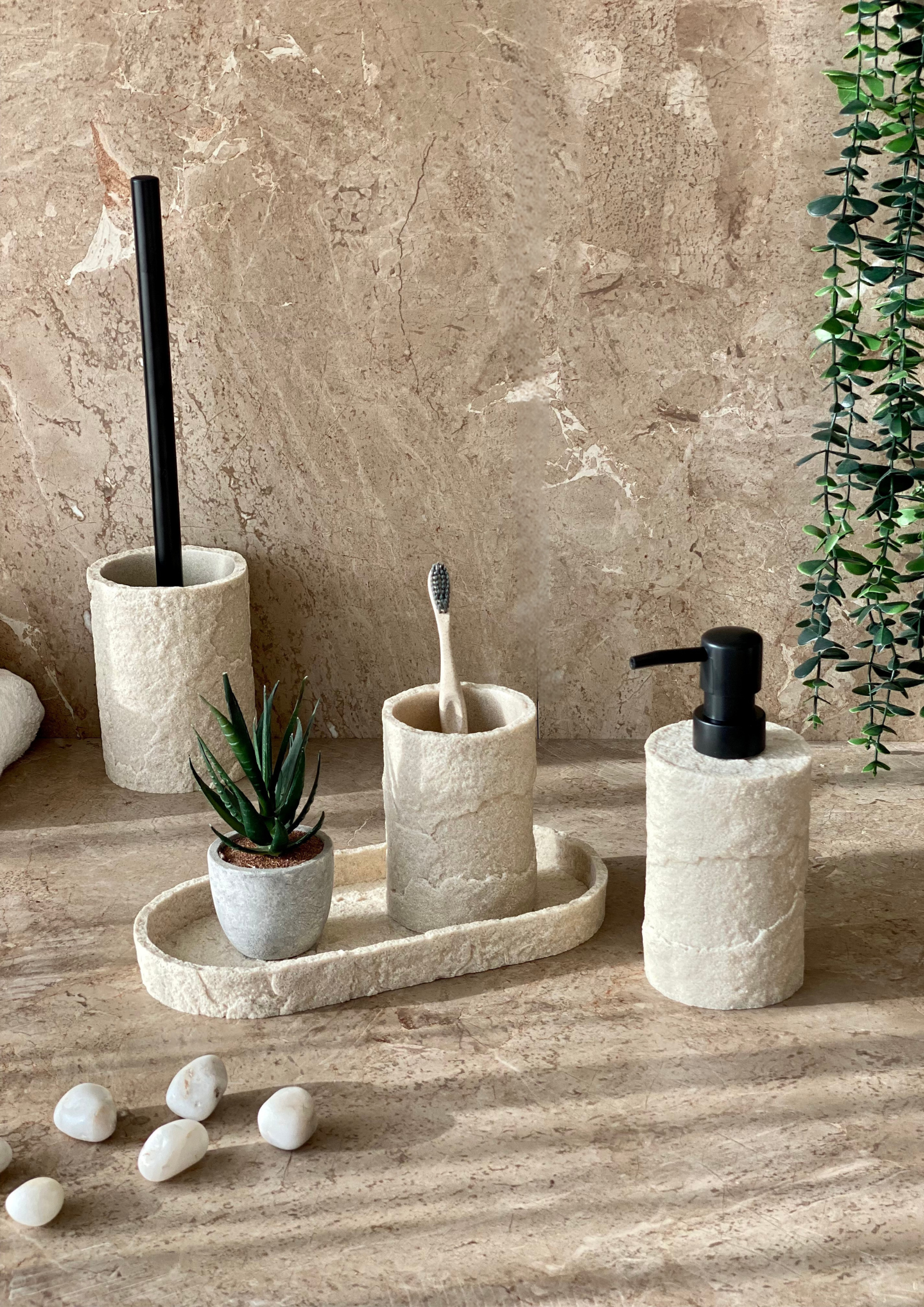 Fossil Bathroom Set - Beige (Set of 3)