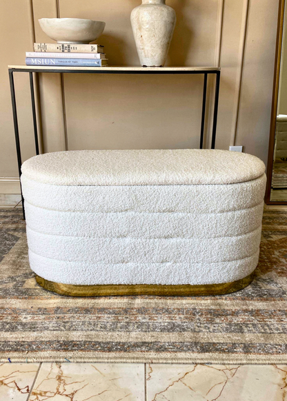 Cloud Boucle Storage Pouffe Set - Chalk White