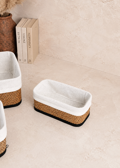 Miro Basket - White &amp; Brown (Set of 3)