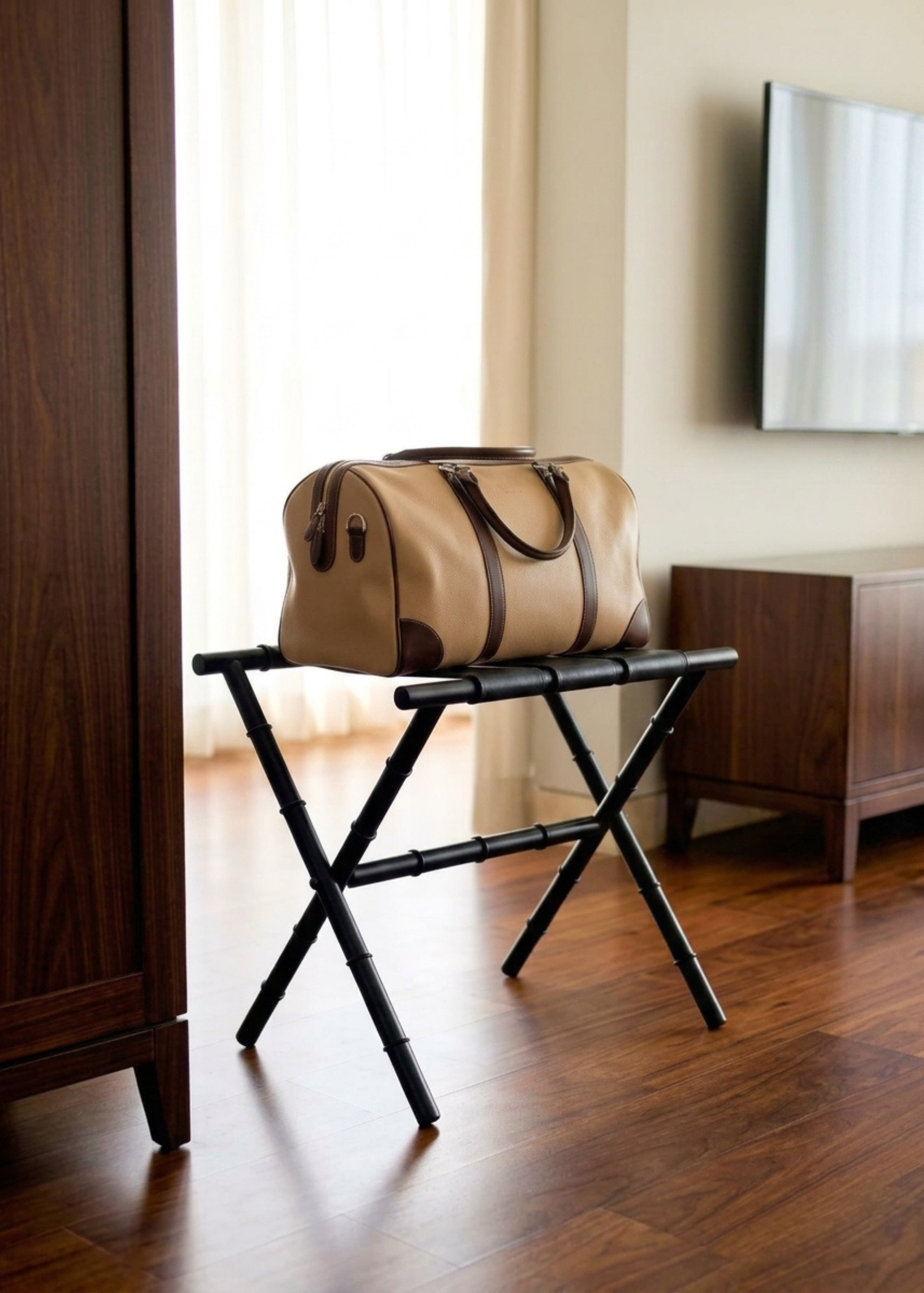 Naples Black Foldable Luggage Rack