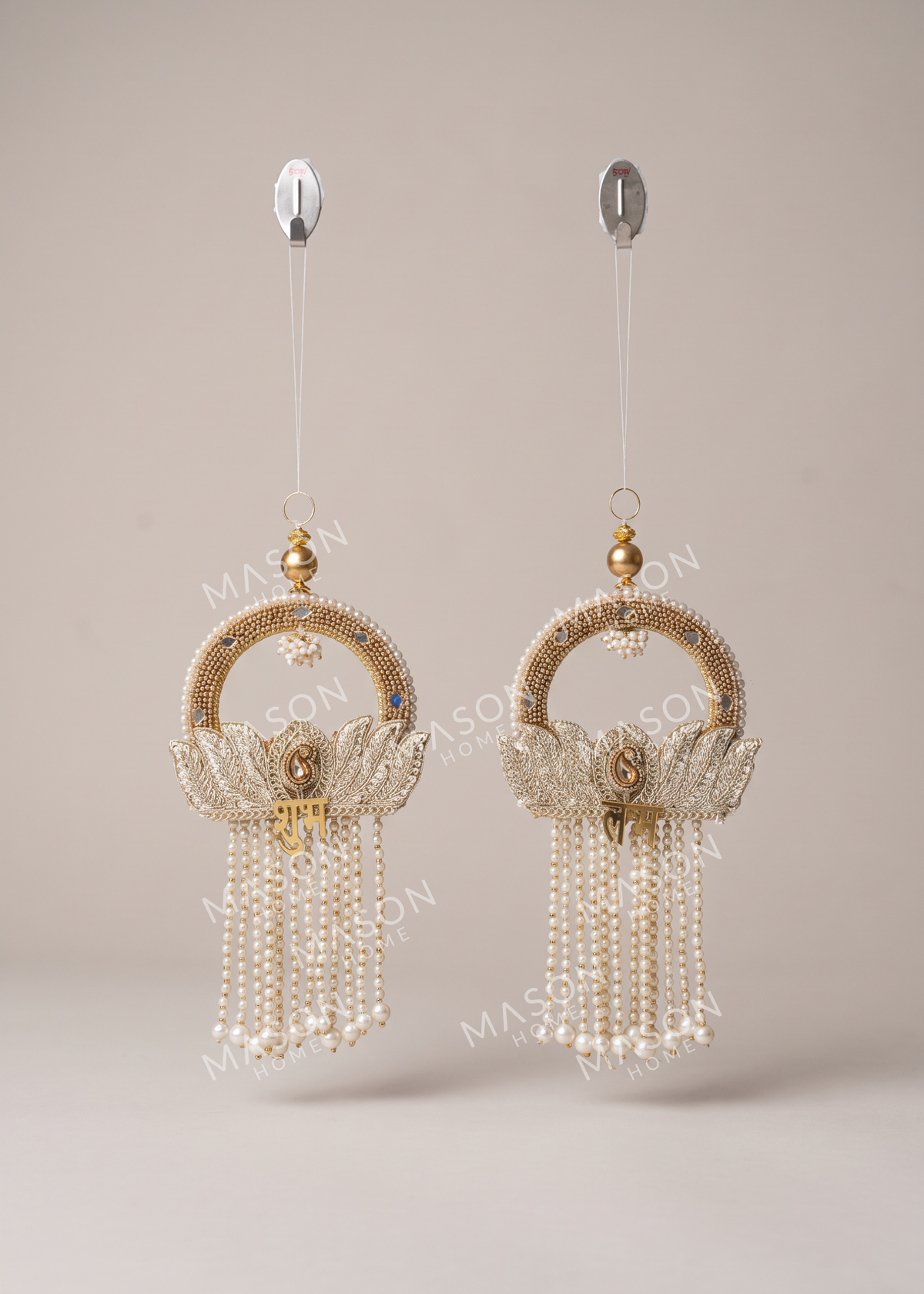 Festive Pearl Lotus Shubh Labh - Set of 2