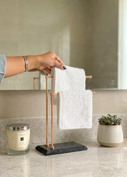 Melrose Hand Towel Stand - Black &amp; Rose Gold