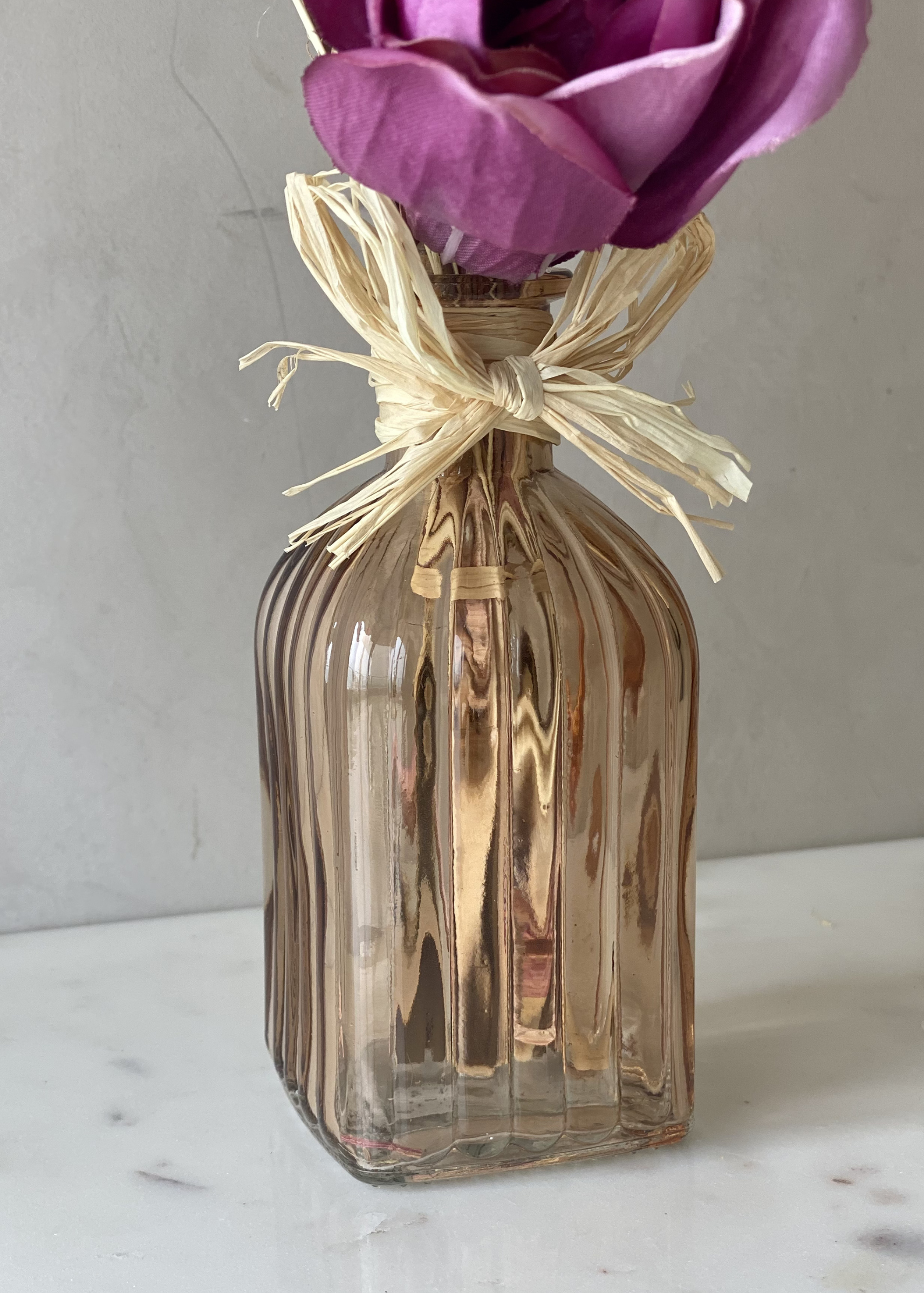 Artificial Dried Floral Bunch with Vase - Beige &amp; Pink