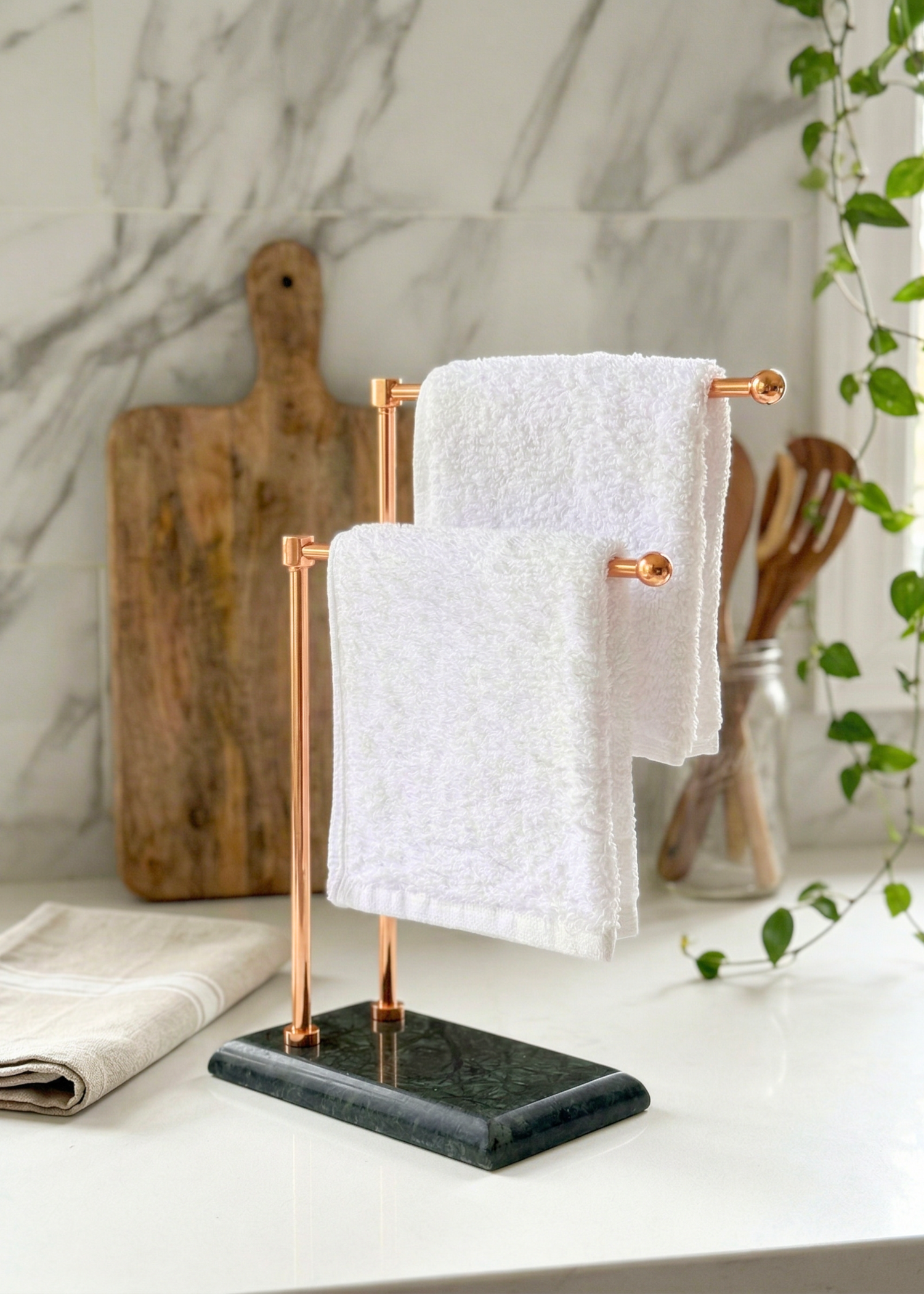 Melrose Hand Towel Stand - Black &amp; Rose Gold