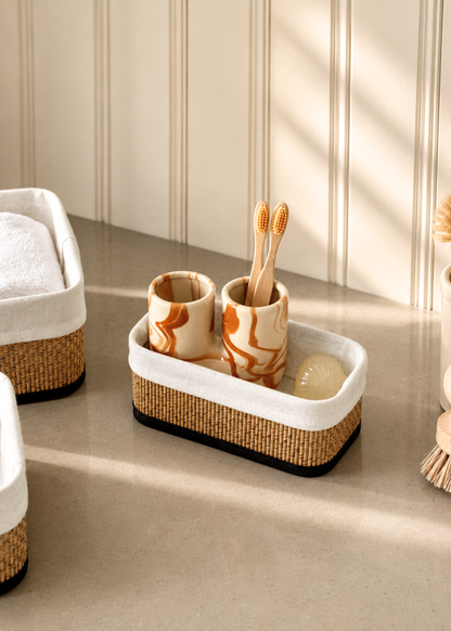 Miro Basket - White &amp; Brown (Set of 3)