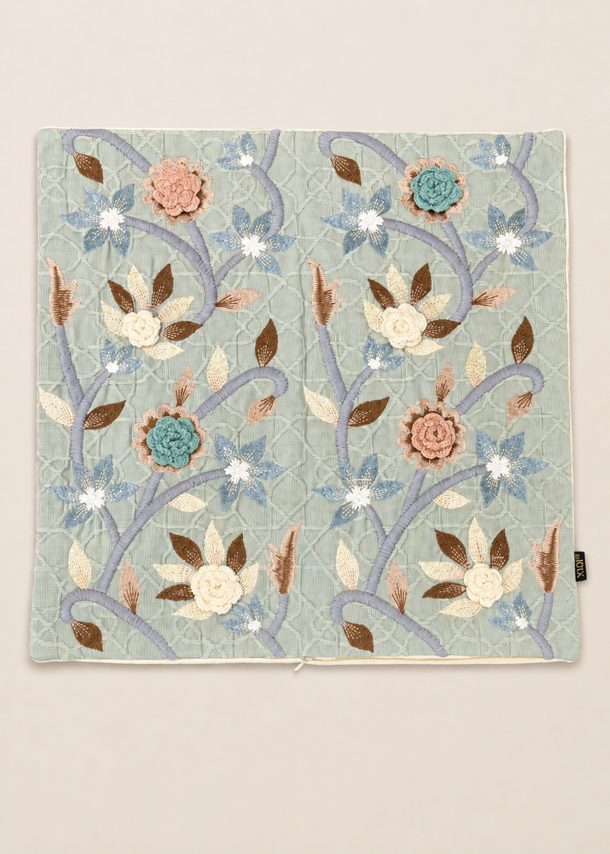 Celadon Floral Cushion Cover