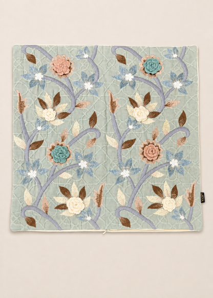 Celadon Floral Cushion Cover