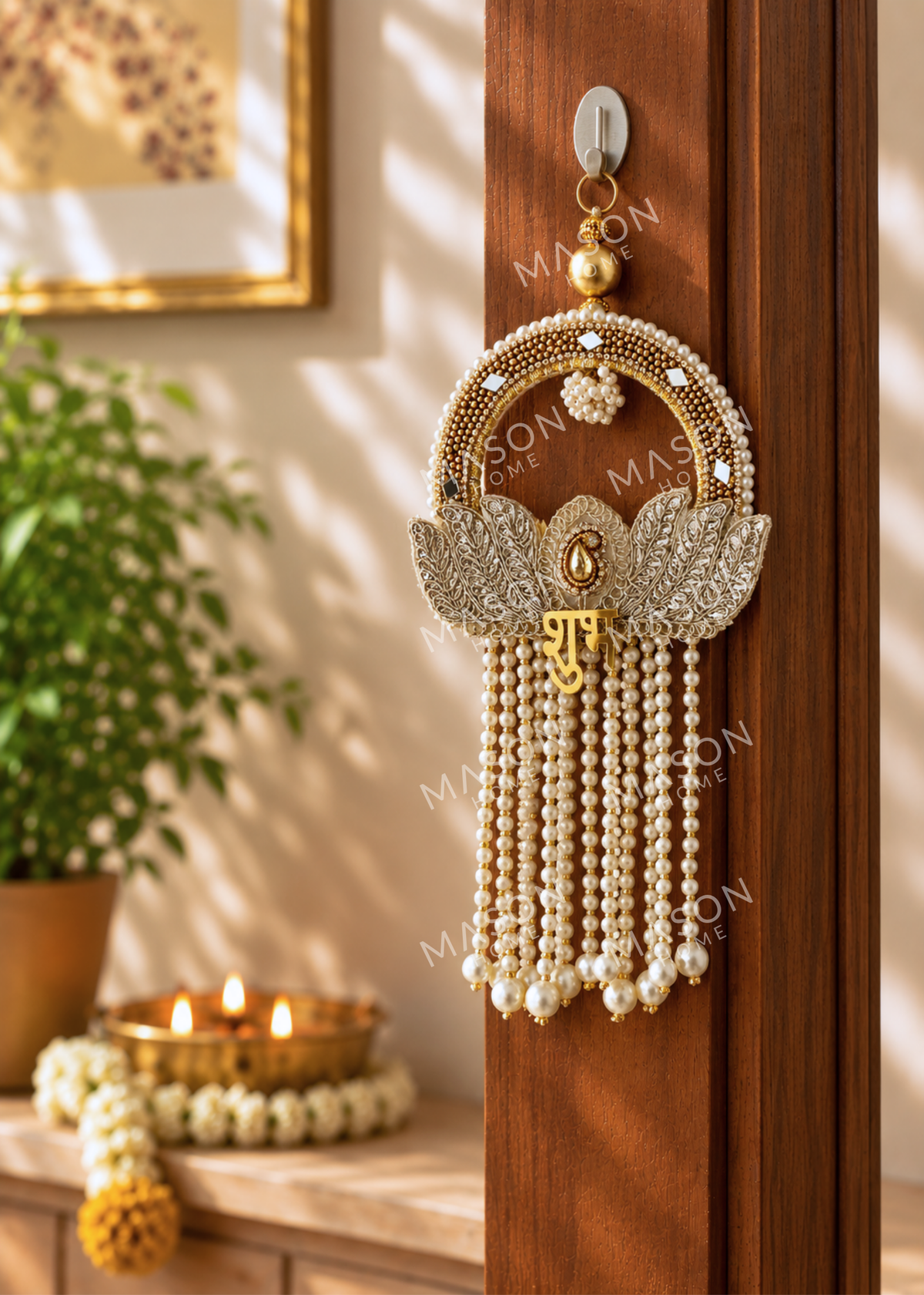 Festive Pearl Lotus Shubh Labh - Set of 2