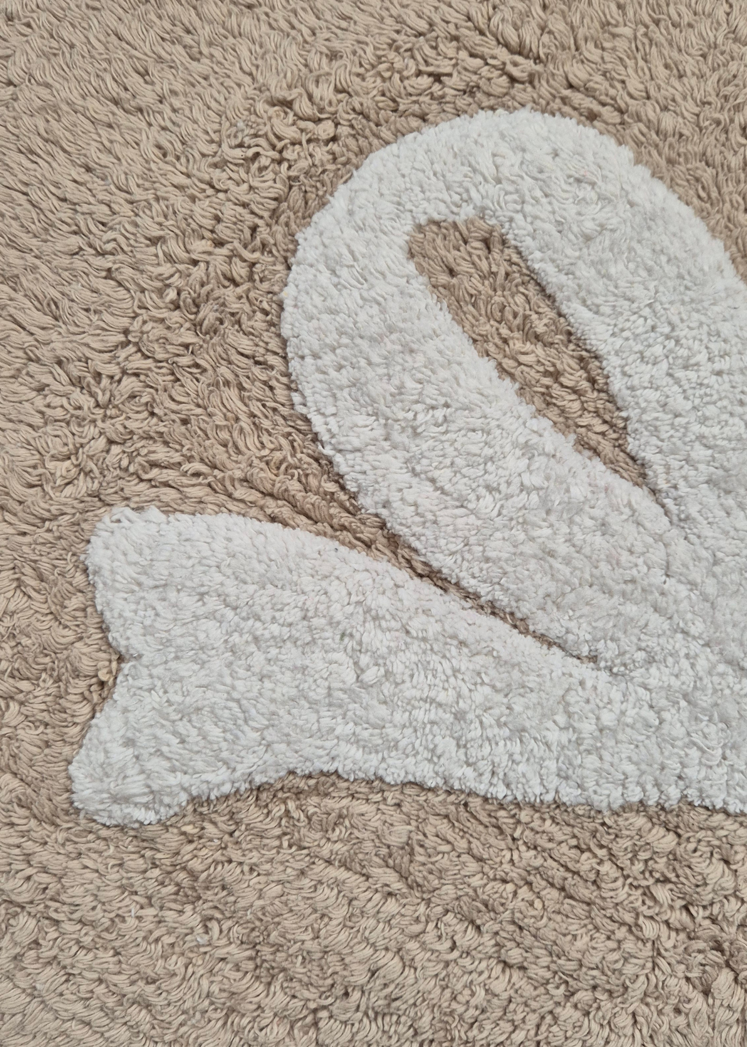 Bella Bow Anti Slip - Tufted - Cotton Bath Mat - Beige - 60 x 40 cm