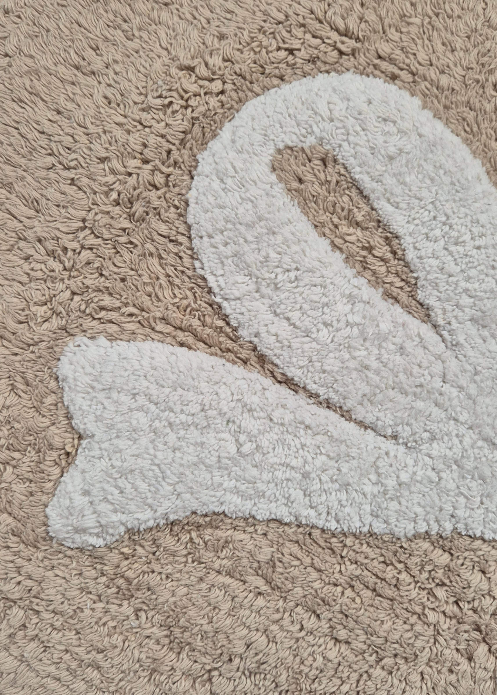 Bella Bow Anti Slip - Tufted - Cotton Bath Mat - Beige - 60 x 40 cm