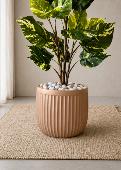 Valen Ribbed Planters - Terracotta Beige