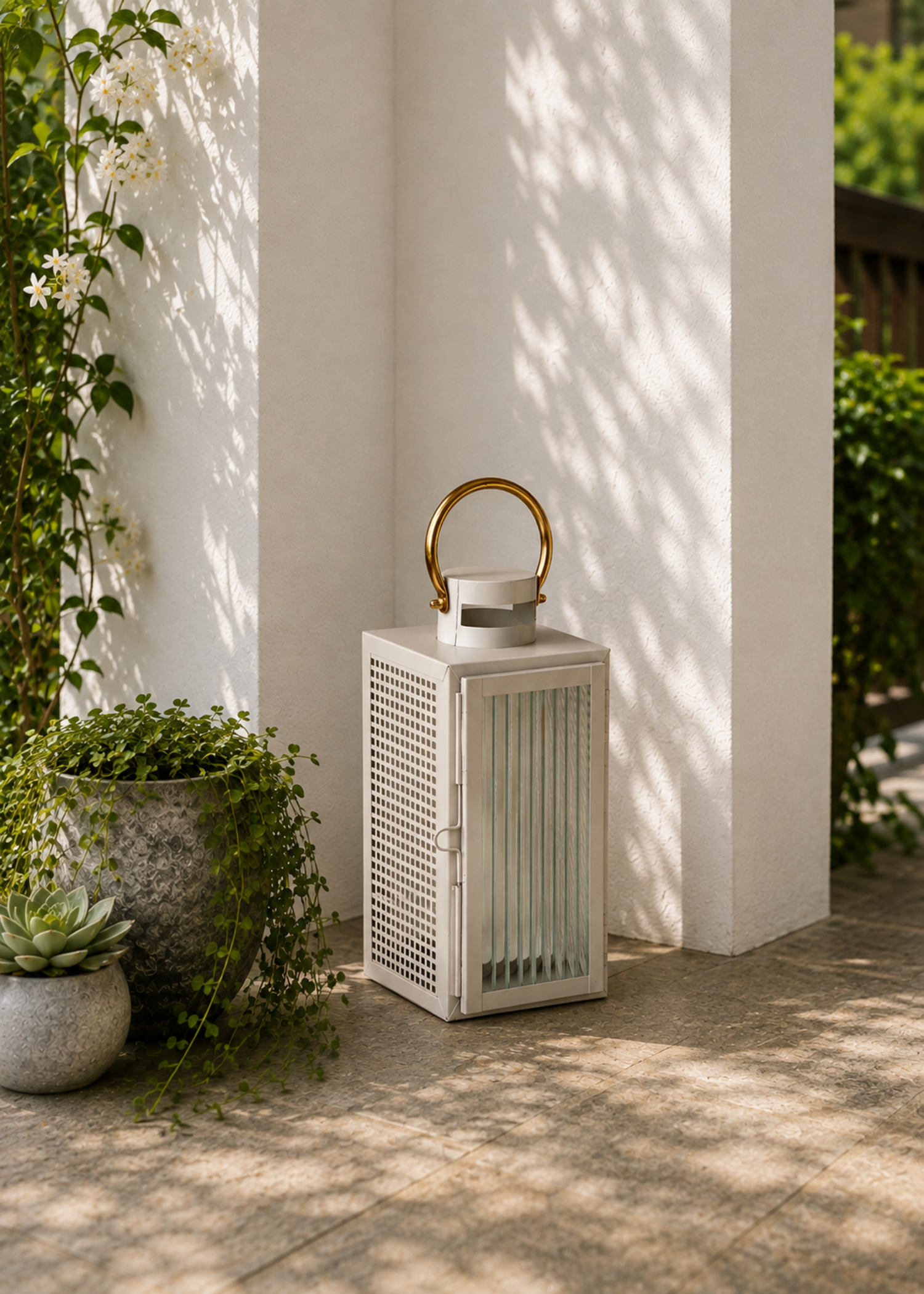 Vellora Beige &amp; Gold Lantern - Small