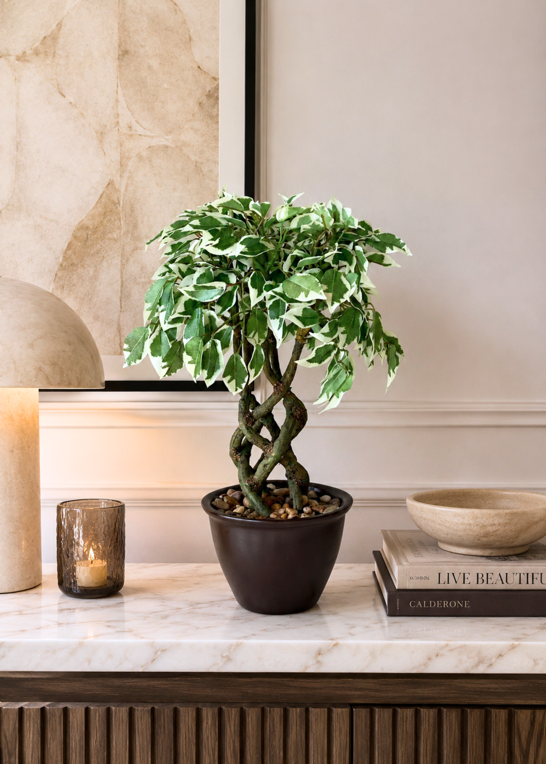 Artificial Variegated Ficus Plant – 1.3 Feet