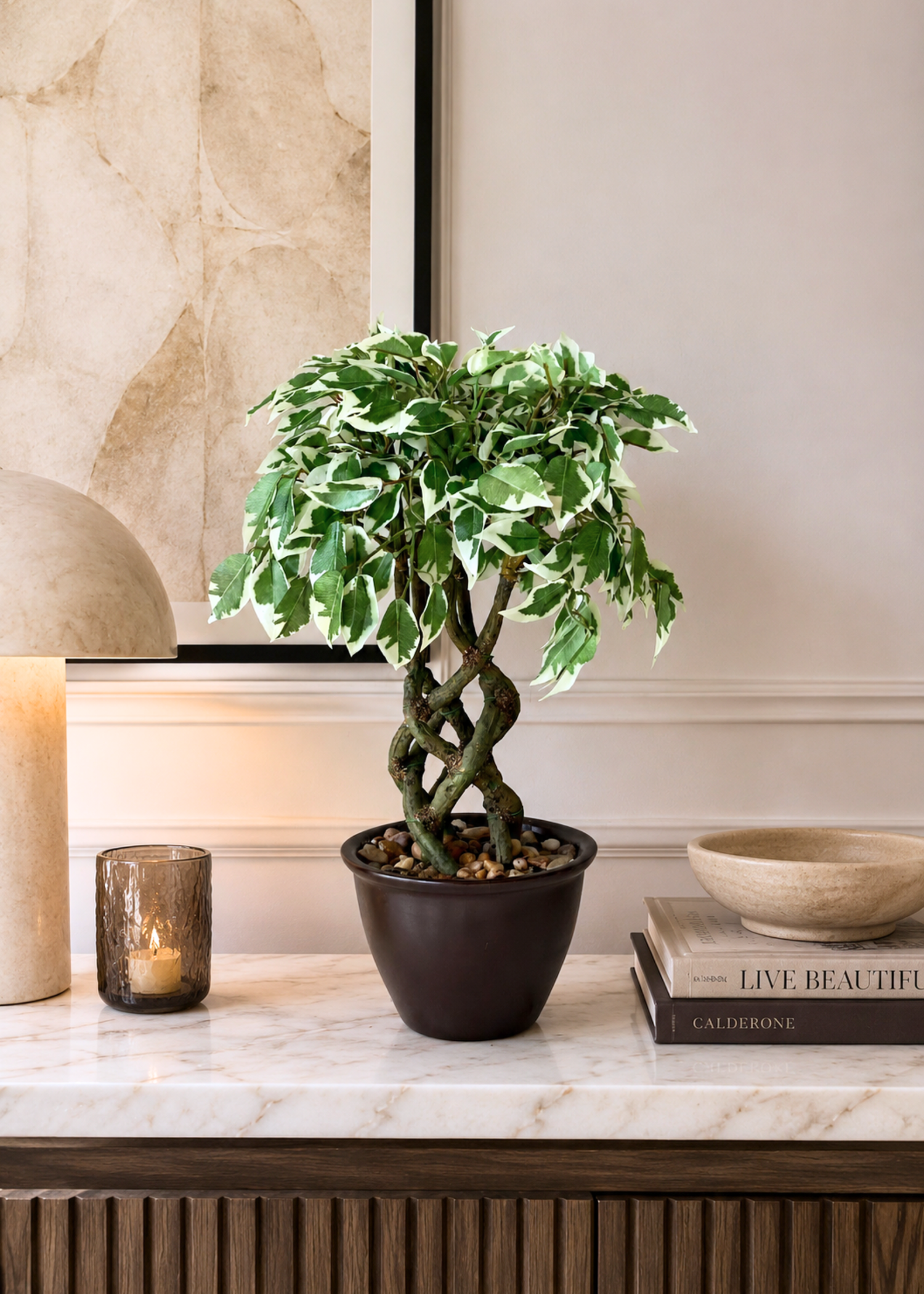 Artificial Variegated Ficus Plant – 1.3 Feet